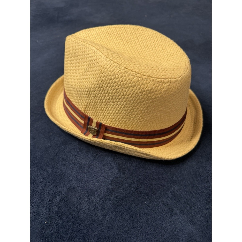 Peter Grimm Mens Natural Depp Straw Fedora Hat Beige Vintage S/M